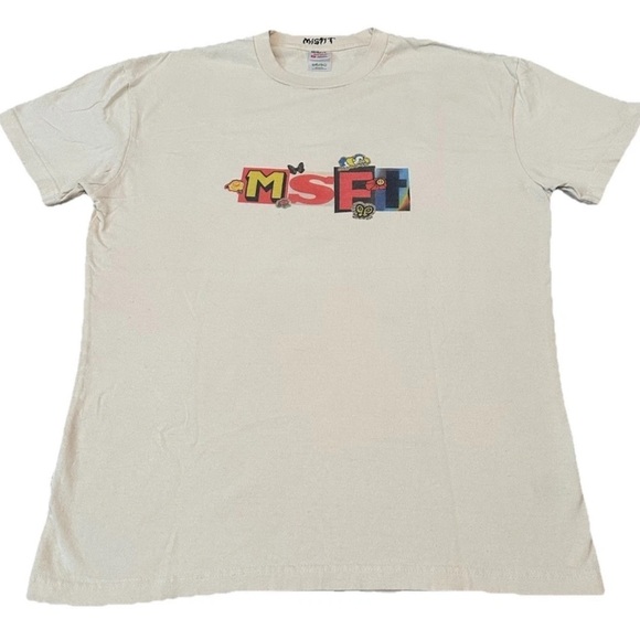 Misfit Mad Minds Marven Cut Out Lettering Tee  M/SF/T Brand Cream MSFT Mens MED - Picture 1 of 5